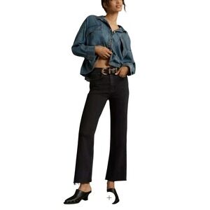 Pilcro Anthropologie Out Jeans Black Wash Straight Leg Raw Hem‎ Casual Denim 28